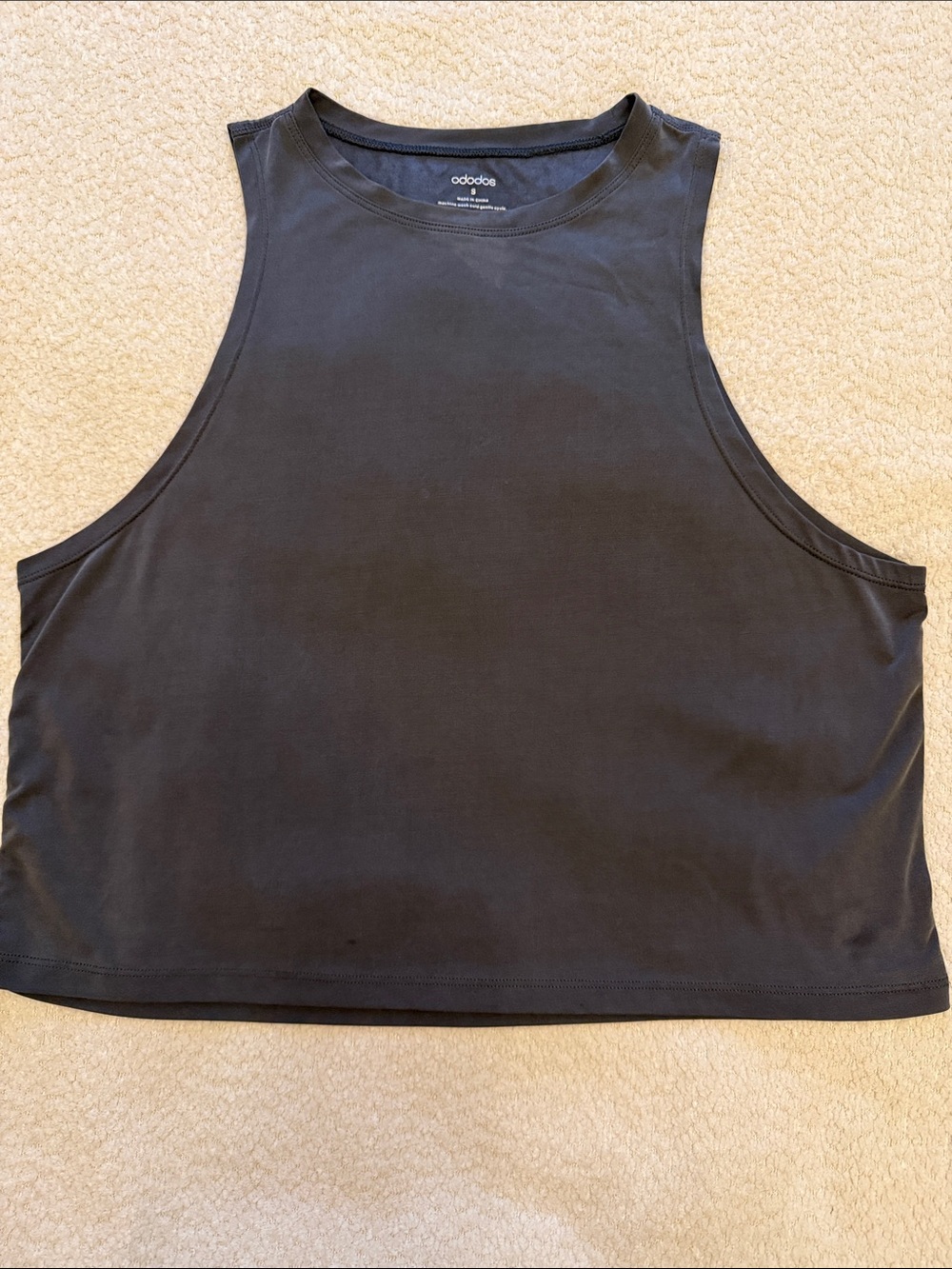 Ododos Dark Gray High Neck Cropped Active Tank Top - Size Small
